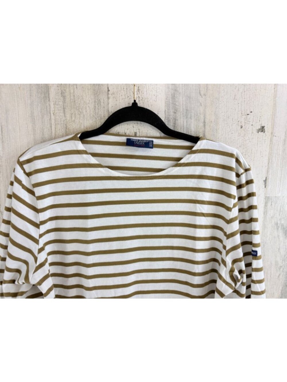 Saint James L’atelier Sz 14 M Green White Striped T Shirt - Picture 2 of 14